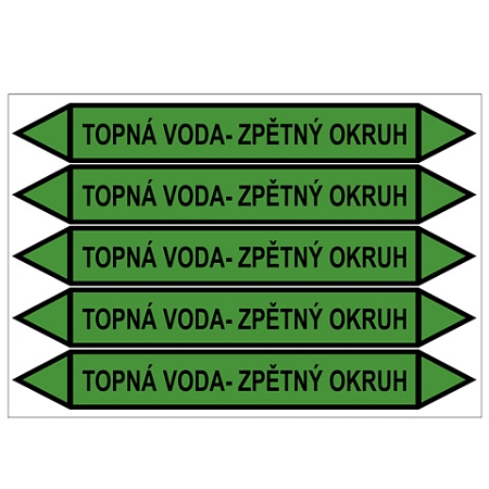 Značení potrubí, topná voda - zpětný okruh